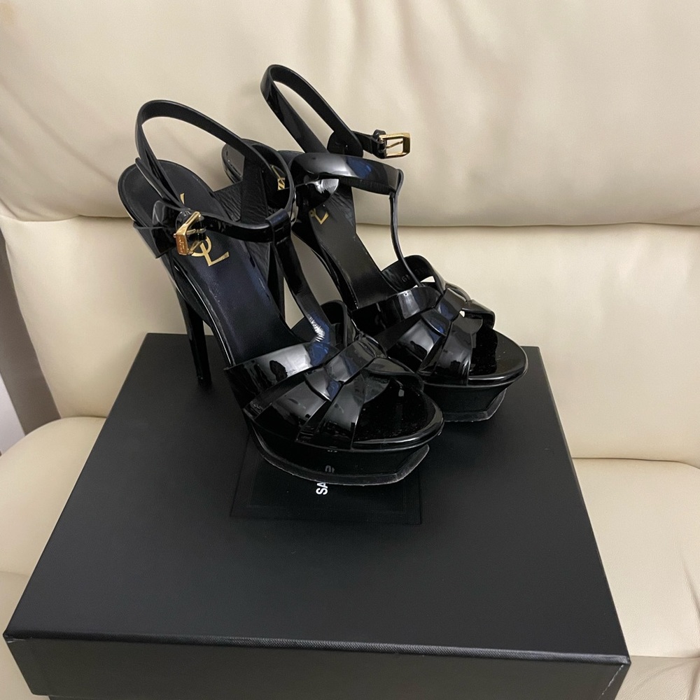 YSL black platform heels 37.5